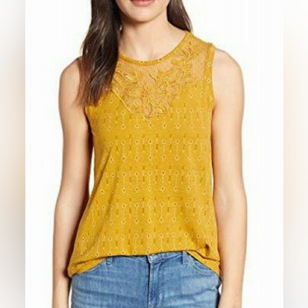 Lucky Brand Women's Mustard Sleeveless Top